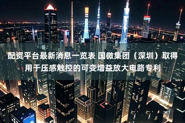 配资平台最新消息一览表 国微集团（深圳）取得用于压感触控的可变增益放大电路专利